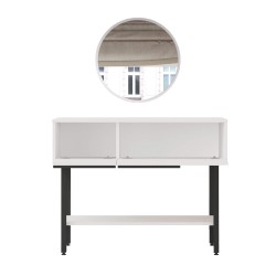 Consolle con Specchio Rebecca Mobili Dudhal 76x100x29,5 Truciolato Ferro Bianco Grigio Scuro Moderno