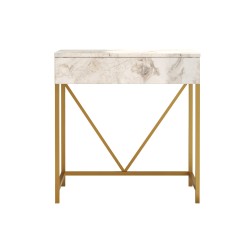 Consolle con Specchio Rebecca Mobili Lycium 72x75x40 Truciolato Ferro Bianco Dorato Moderno