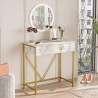 Consolle con Specchio Rebecca Mobili Lycium 72x75x40 Truciolato Ferro Bianco Dorato Moderno