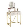 Consolle con Specchio Rebecca Mobili Lycium 72x75x40 Truciolato Ferro Bianco Dorato Moderno