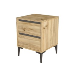 Nachtkastje 2 Lades Rebecca Mobili Okwara 58,5x45x45 Spaanplaat PVC Licht eiken Donkergrijs Modern