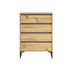 Ladenkastje 4 Lades Rebecca Mobili Yarala 98,5x72x45 Spaanplaat PVC Licht eiken Donkergrijs Modern