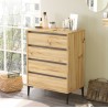 Ladenkastje 4 Lades Rebecca Mobili Yarala 98,5x72x45 Spaanplaat PVC Licht eiken Donkergrijs Modern