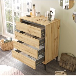 Ladenkastje 4 Lades Rebecca Mobili Yarala 98,5x72x45 Spaanplaat PVC Licht eiken Donkergrijs Modern