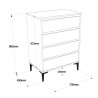Ladenkastje 4 Lades Rebecca Mobili Yarala 98,5x72x45 Spaanplaat PVC Licht eiken Donkergrijs Modern