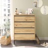 Ladenkastje 4 Lades Rebecca Mobili Yarala 98,5x72x45 Spaanplaat PVC Licht eiken Donkergrijs Modern