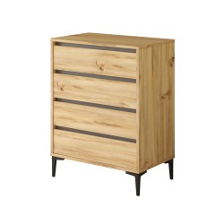 Ladenkastje 4 Lades Rebecca Mobili Yarala 98,5x72x45 Spaanplaat PVC Licht eiken Donkergrijs Modern