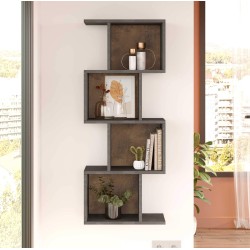 Libreria Pensile Rebecca Mobili Halleria 125x50x25 Truciolato Grigio Cemento  Moderno