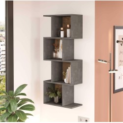 Libreria Pensile Rebecca Mobili Halleria 125x50x25 Truciolato Grigio Cemento  Moderno