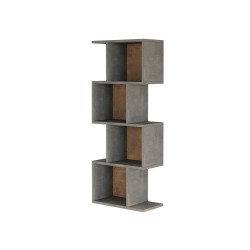 Libreria Pensile Rebecca Mobili Halleria 125x50x25 Truciolato Grigio Cemento  Moderno