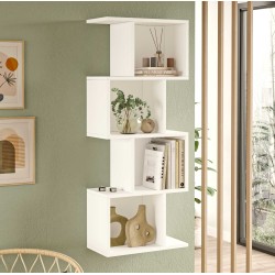 Libreria Pensile Rebecca Mobili Balay 125x50x25 Truciolato Bianco Moderno