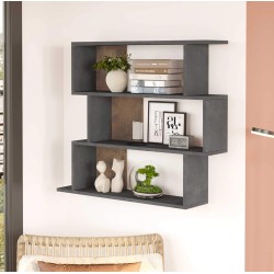 Libreria Pensile Rebecca Mobili Dalrae 88x104x27 Truciolato Grigio Cemento Moderno