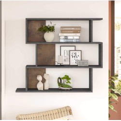 Libreria Pensile Rebecca Mobili Dalrae 88x104x27 Truciolato Grigio Cemento Moderno
