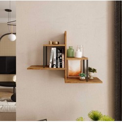 Scaffale da Parete Rebecca Mobili Tamre 62x89x22 Truciolato Ferro Marrone Grigio Scuro Moderno