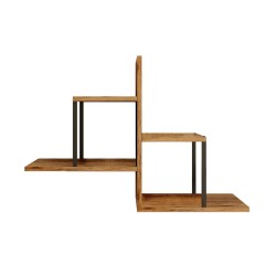 Scaffale da Parete Rebecca Mobili Tamre 62x89x22 Truciolato Ferro Marrone Grigio Scuro Moderno