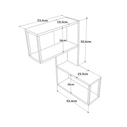 Scaffale da Parete Rebecca Mobili Jepang 85x53,5x19,5 Truciolato Ferro Marrone Grigio Scuro Moderno