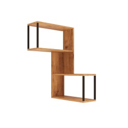 Scaffale da Parete Rebecca Mobili Jepang 85x53,5x19,5 Truciolato Ferro Marrone Grigio Scuro Moderno