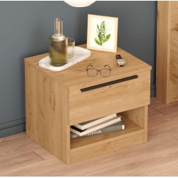 Table de nuit 1 tiroir Rebecca Mobili Helba 44,5x50x42 Panneau de particules Fer Marron Gris Foncé Moderne