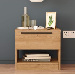 Comodino 1 Cassetto Rebecca Mobili Helba 44,5x50x42 Truciolato Ferro Marrone Grigio Scuro Moderno