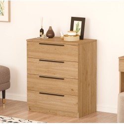 Ladenkastje 4 Lades Rebecca Mobili Aoki 87,5x72x42 Spaanplaat Ijzer Bruin Donkergrijs Modern