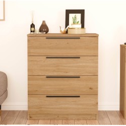 Ladenkastje 4 Lades Rebecca Mobili Aoki 87,5x72x42 Spaanplaat Ijzer Bruin Donkergrijs Modern