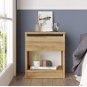 Comodino 1 Cassetto Rebecca Mobili Marzeh 46,5x40x35,5 Truciolato Rovere Chiaro  Moderno