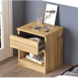 Comodino 1 Cassetto Rebecca Mobili Marzeh 46,5x40x35,5 Truciolato Rovere Chiaro  Moderno