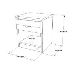 1-Drawer Bedside Table Rebecca Mobili Marzeh 46,5x40x35,5 Chipboard Light Oak Modern