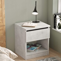 Nachttisch mit 1 Schublade Rebecca Mobili Kanuka 46,5x40x35,5 Spanplatte Steingrau Modern