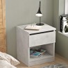 Nachttisch mit 1 Schublade Rebecca Mobili Kanuka 46,5x40x35,5 Spanplatte Steingrau Modern