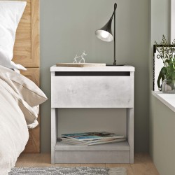 Nachttisch mit 1 Schublade Rebecca Mobili Kanuka 46,5x40x35,5 Spanplatte Steingrau Modern