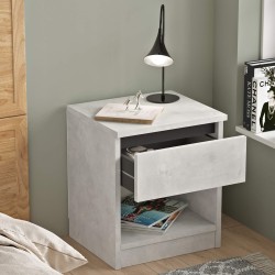 Nachttisch mit 1 Schublade Rebecca Mobili Kanuka 46,5x40x35,5 Spanplatte Steingrau Modern