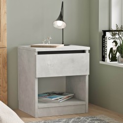 Nachttisch mit 1 Schublade Rebecca Mobili Kanuka 46,5x40x35,5 Spanplatte Steingrau Modern