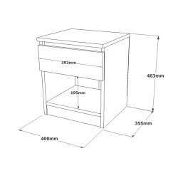 1-Drawer Bedside Table Rebecca Mobili Kanuka 46,5x40x35,5 Chipboard Stone Grey Modern