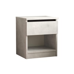 Mesita de Noche 1 Cajón Rebecca Mobili Kanuka 46,5x40x35,5 Tablero de partículas Gris Piedra Moderno