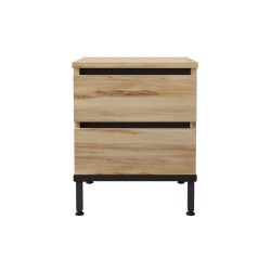 Comodino 2 Cassetti Rebecca Mobili Zatar 49x40x35,5 Truciolato Ferro Rovere Chiaro Nero Moderno