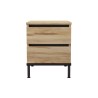 Comodino 2 Cassetti Rebecca Mobili Zatar 49x40x35,5 Truciolato Ferro Rovere Chiaro Nero Moderno