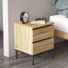 Comodino 2 Cassetti Rebecca Mobili Zatar 49x40x35,5 Truciolato Ferro Rovere Chiaro Nero Moderno