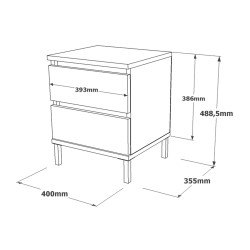 Comodino 2 Cassetti Rebecca Mobili Zatar 49x40x35,5 Truciolato Ferro Rovere Chiaro Nero Moderno