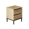 Comodino 2 Cassetti Rebecca Mobili Zatar 49x40x35,5 Truciolato Ferro Rovere Chiaro Nero Moderno