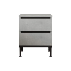 Mesita de Noche 2 Cajones Rebecca Mobili Sankaran 49x40x35,5 Tablero de partículas Hierro Gris Piedra Negro Moderno
