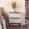 Comodino 2 Cassetti Rebecca Mobili Sankaran 49x40x35,5 Truciolato Ferro Grigio Pietra Nero Moderno