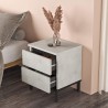 Comodino 2 Cassetti Rebecca Mobili Sankaran 49x40x35,5 Truciolato Ferro Grigio Pietra Nero Moderno