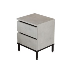 Comodino 2 Cassetti Rebecca Mobili Sankaran 49x40x35,5 Truciolato Ferro Grigio Pietra Nero Moderno
