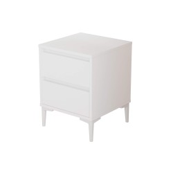 Mesita de Noche 2 Cajones Rebecca Mobili Hayl 58,5x45x45 Tablero de partículas PVC Blanco Moderno