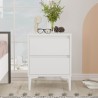 Mesita de Noche 2 Cajones Rebecca Mobili Hayl 58,5x45x45 Tablero de partículas PVC Blanco Moderno
