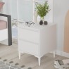 Mesita de Noche 2 Cajones Rebecca Mobili Hayl 58,5x45x45 Tablero de partículas PVC Blanco Moderno