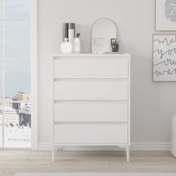 Ladenkastje 4 Lades Rebecca Mobili Kemiri 98,5x72x45 Spaanplaat PVC Wit Modern