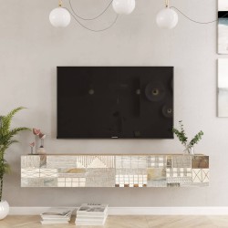 Wall-Mounted TV Unit Rebecca Mobili Kasuri 29,5x180x31,5 Chipboard  Light Oak White Modern