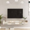 Wall-Mounted TV Unit Rebecca Mobili Kasuri 29,5x180x31,5 Chipboard  Light Oak White Modern